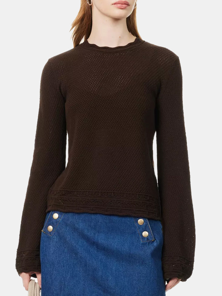 Pointelle Bell Sleeve Sweater