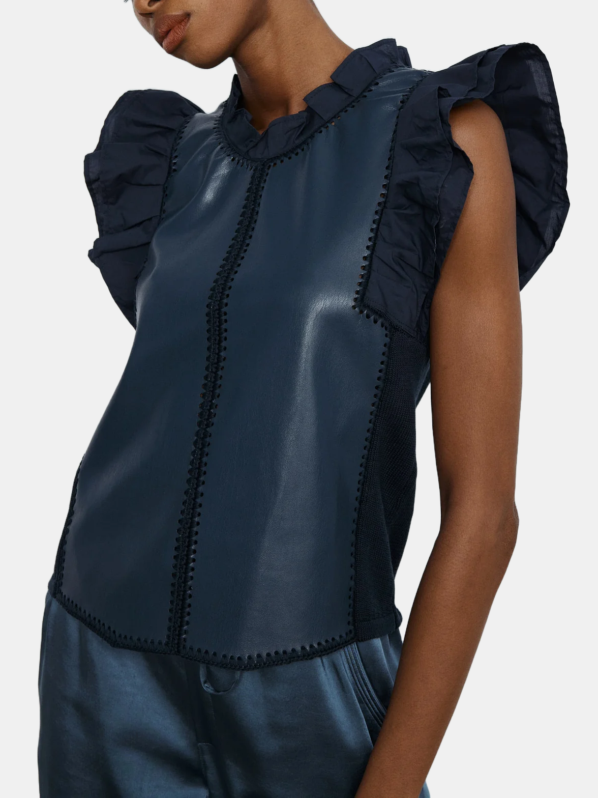 Rider Knit Faux Leather Top