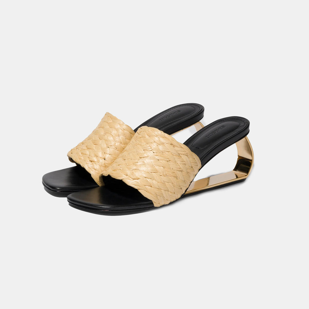 Frame Raffia Metal Heel Wedge - Morley 