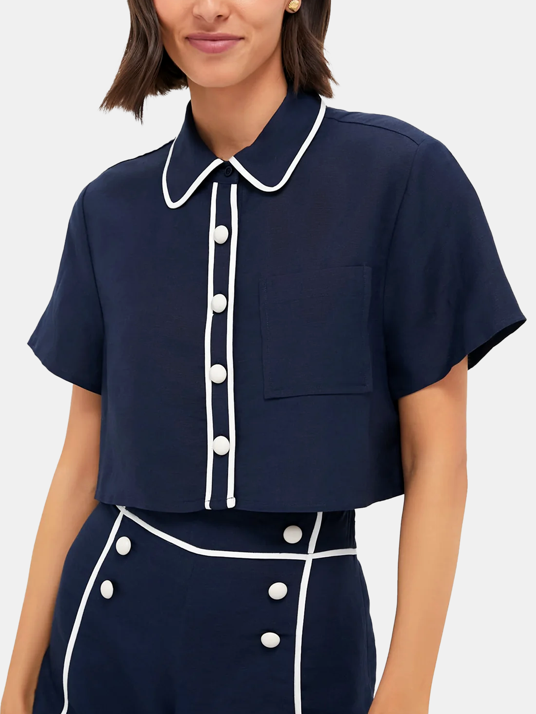 Solange Short Sleeve Cropped Shirt