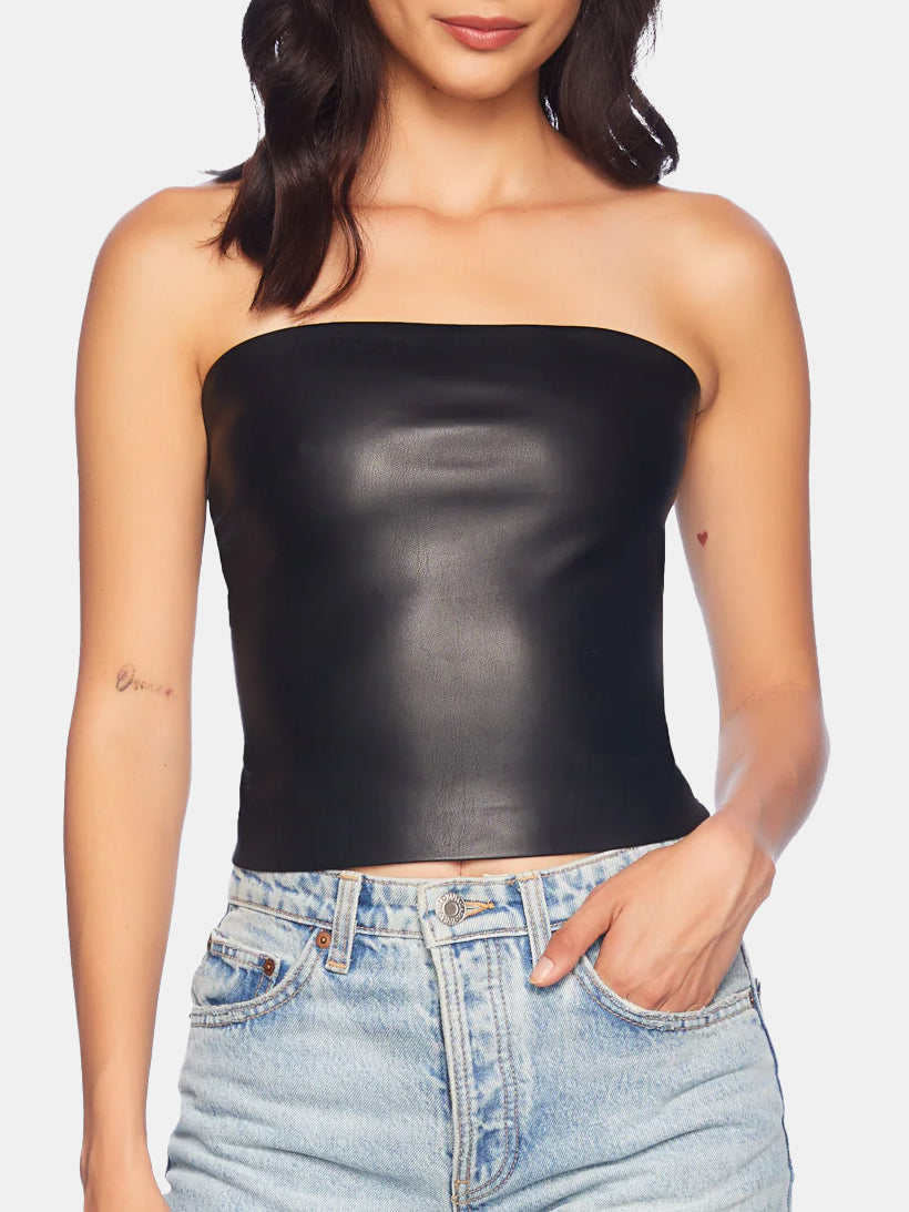 Faux Leather Tube Top