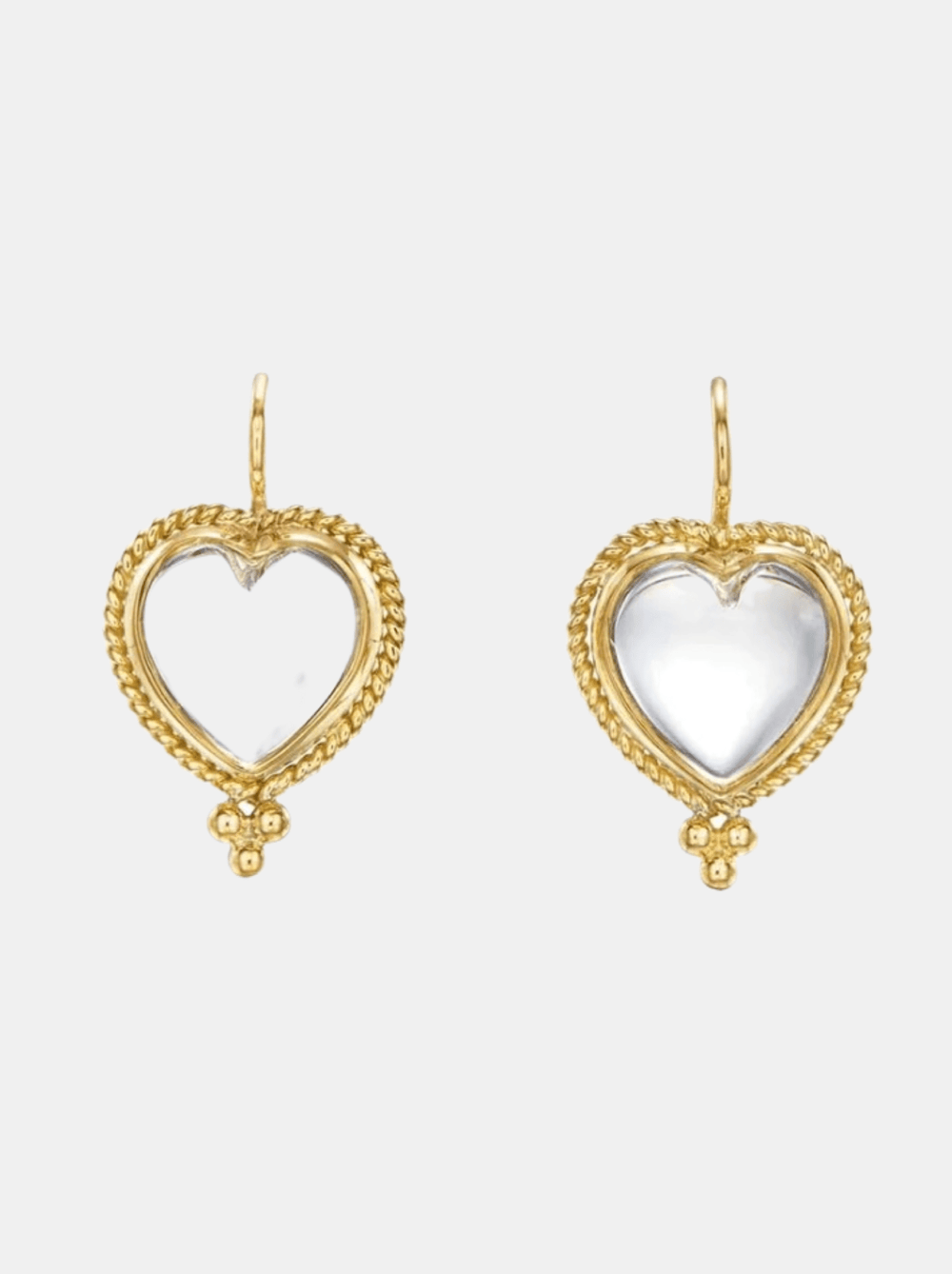 18k Braided Heart Earrings w/ Heart Rock Crystal - Morley 