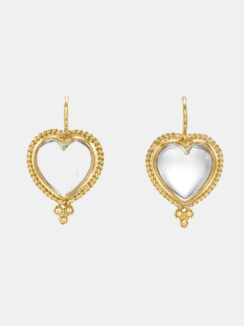 18k Braided Heart Earrings w/ Heart Rock Crystal - Morley 